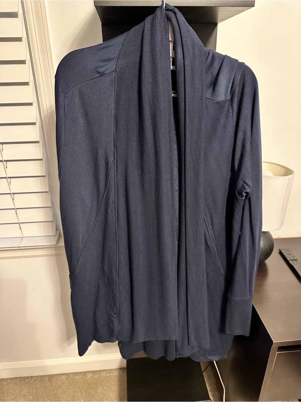 Athleta Navy Open-Front Draped Cardigan